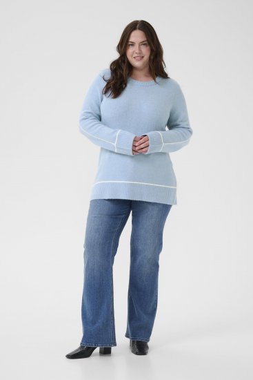 Kaffe Curve Jina Knit Pullover Powder Blue Melange - Swetry dzianinowe - 