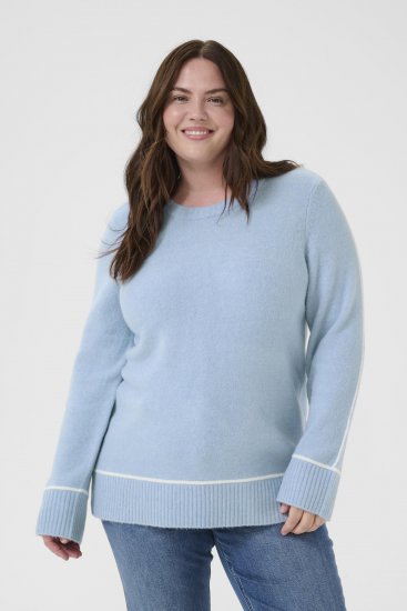 Kaffe Curve Jina Knit Pullover Powder Blue Melange - Swetry dzianinowe - 