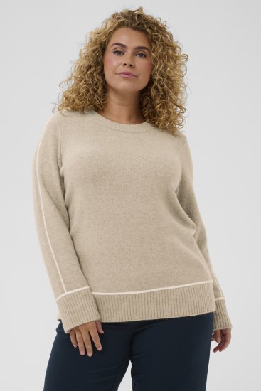 Kaffe Curve Jina Knit Pullover Feather Grey Melange - Swetry dzianinowe - 