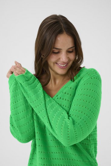 Kaffe Curve Metty Pullover Bright Green - Swetry dzianinowe - 