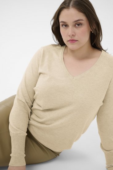 Kaffe Curve Lizzy Long Sleeve Pullover Feather Grey Melange - Swetry dzianinowe - 