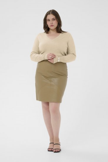 Kaffe Curve Lizzy Long Sleeve Pullover Feather Grey Melange - Swetry dzianinowe - 