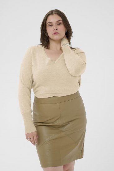 Kaffe Curve Lizzy Long Sleeve Pullover Feather Grey Melange - Swetry dzianinowe - 