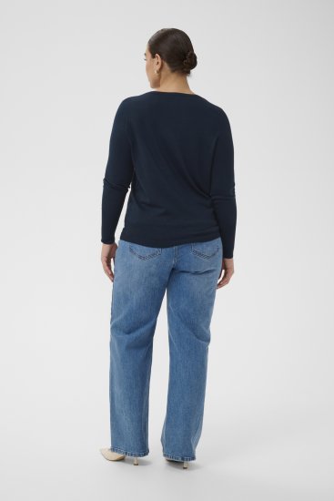 Kaffe Curve Lizzy Long Sleeve Pullover Midnight Marine - Swetry dzianinowe - 