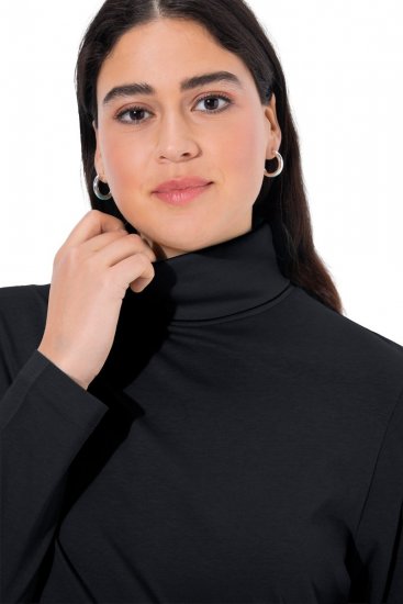 Ulla Popken Basic Long Sleeve Slim Fit Turtleneck Black - Bluzy & bluzy z kapturem - Przytulne bluzy, hoody i swetry