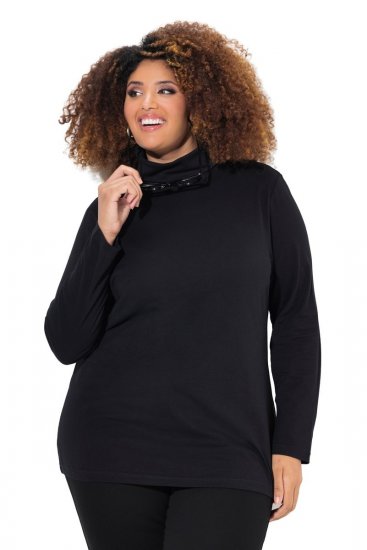 Ulla Popken Basic Long Sleeve Slim Fit Turtleneck Black - Bluzy & bluzy z kapturem - Przytulne bluzy, hoody i swetry