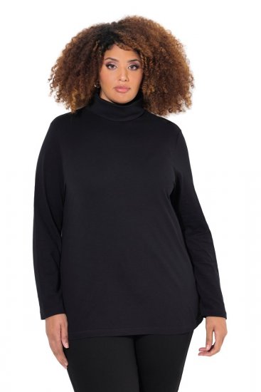 Ulla Popken Basic Long Sleeve Slim Fit Turtleneck Black - Bluzy & bluzy z kapturem - Przytulne bluzy, hoody i swetry