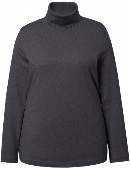 Ulla Popken Basic Long Sleeve Slim Fit Turtleneck Charcoal Grey Melange - Bluzy & bluzy z kapturem - 