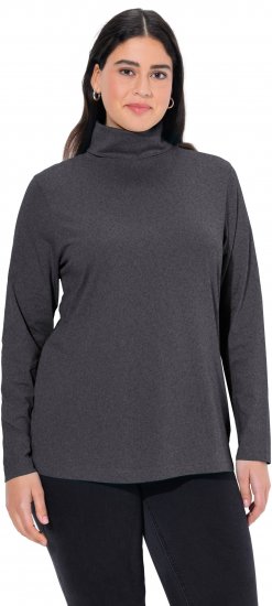 Ulla Popken Basic Long Sleeve Slim Fit Turtleneck Charcoal Grey Melange - Bluzy & bluzy z kapturem - 