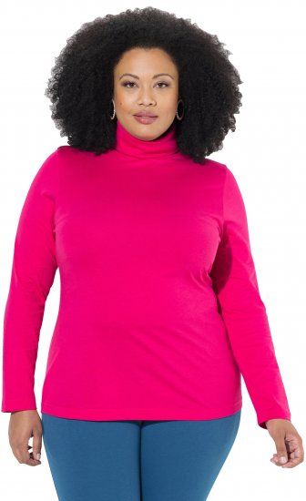 Ulla Popken Basic Long Sleeve Slim Fit Turtleneck Red Pink - Bluzy & bluzy z kapturem - 