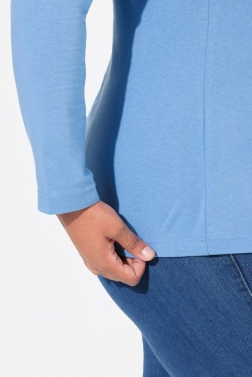 Ulla Popken Basic Long Sleeve Slim Fit Turtleneck Light Cornflower - Bluzy & bluzy z kapturem - Przytulne bluzy, hoody i swetry
