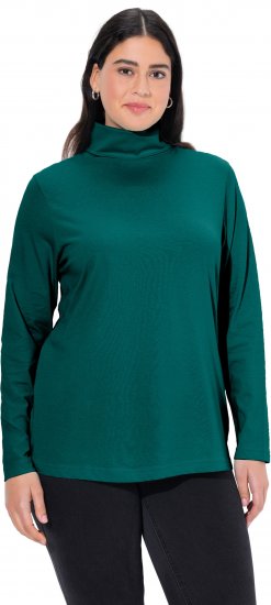 Ulla Popken Basic Long Sleeve Slim Fit Turtleneck Teal Green - Bluzy & bluzy z kapturem - 