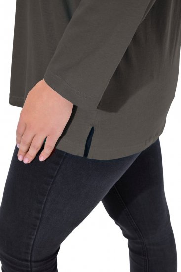 Ulla Popken Back To Basics V-Neck Relaxed Fit Cotton Tee Graphite Grey - T-shirty - T-shirty damskie plus size