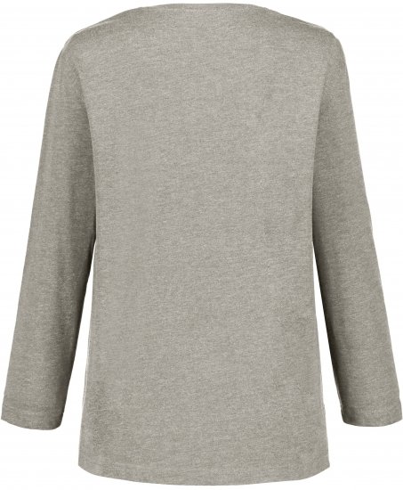 Ulla Popken Back To Basics V-Neck Relaxed Fit Cotton Tee Light Grey Melange - T-shirty - 