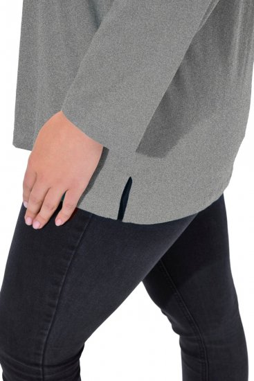 Ulla Popken Back To Basics V-Neck Relaxed Fit Cotton Tee Light Grey Melange - T-shirty - T-shirty damskie plus size