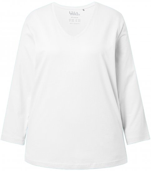 Ulla Popken Back To Basics V-Neck Relaxed Fit Cotton Tee Snow White - T-shirty - 