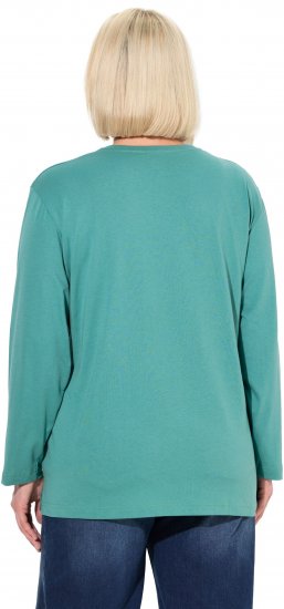 Ulla Popken Back To Basics V-Neck Relaxed Fit Cotton Tee Green - Ulla Popken - 