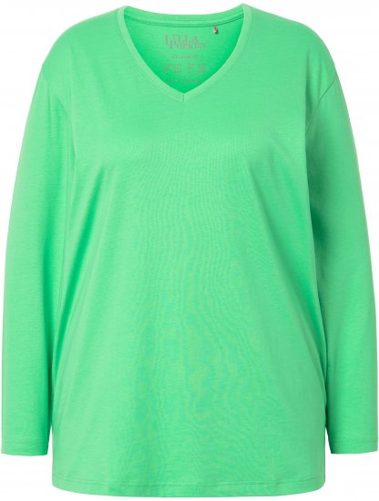 Ulla Popken Back To Basics V-Neck Relaxed Fit Cotton Tee Mint Green - T-shirty - 