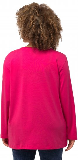 Ulla Popken Back To Basics V-Neck Relaxed Fit Cotton Tee Magenta Pink - T-shirty - 