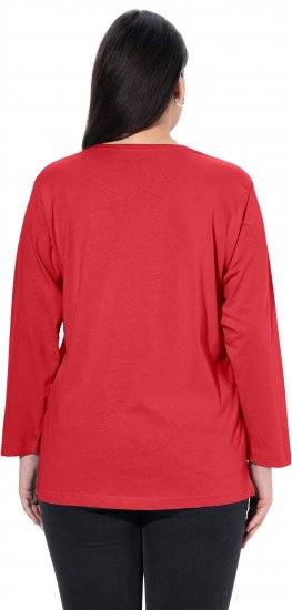 Ulla Popken Back To Basics V-Neck Relaxed Fit Cotton Tee Salsa Red - T-shirty - 