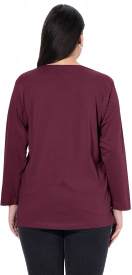 Ulla Popken Back To Basics V-Neck Relaxed Fit Cotton Tee Dark Berry - T-shirty - 