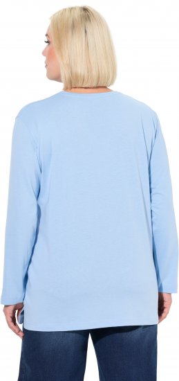Ulla Popken Back To Basics V-Neck Relaxed Fit Cotton Tee Light Blue - T-shirty - 