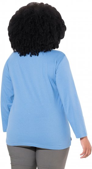 Ulla Popken Back To Basics V-Neck Relaxed Fit Cotton Tee Light Cornflower - T-shirty - 