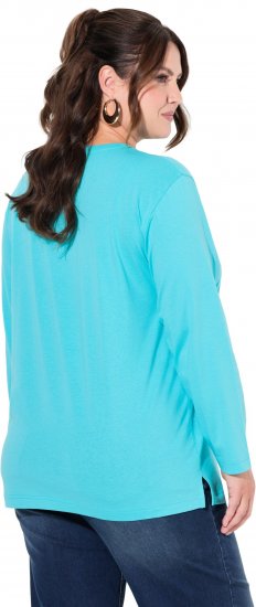 Ulla Popken Back To Basics V-Neck Relaxed Fit Cotton Tee Deep Aqua - T-shirty - 