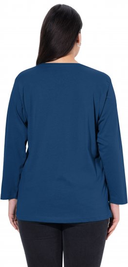 Ulla Popken Back To Basics V-Neck Relaxed Fit Cotton Tee Dark Blue - T-shirty - 