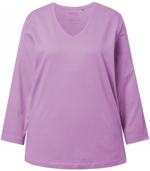 Ulla Popken Back To Basics V-Neck Relaxed Fit Cotton Tee Lavender - T-shirty - 