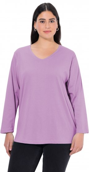 Ulla Popken Back To Basics V-Neck Relaxed Fit Cotton Tee Lavender - T-shirty - 
