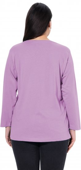Ulla Popken Back To Basics V-Neck Relaxed Fit Cotton Tee Lavender - T-shirty - 
