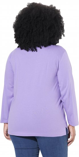 Ulla Popken Back To Basics V-Neck Relaxed Fit Cotton Tee Pale Lilac - T-shirty - 
