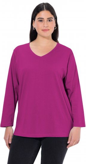 Ulla Popken Back To Basics V-Neck Relaxed Fit Cotton Tee Berry - T-shirty - 