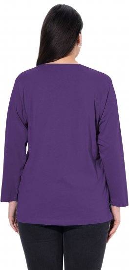 Ulla Popken Back To Basics V-Neck Relaxed Fit Cotton Tee Deep Violet - T-shirty - 