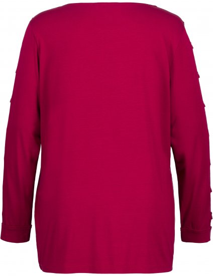 Ulla Popken Rhinestone Accent Statement Cutout Sleeve Stretch Knit Top Wine Red - Koszulki z nadrukiem dla kobiet - 
