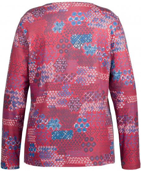 Ulla Popken Graphic Print Recycled Polyester Quick Dry Stretch Top Salsa Red - Koszulki z nadrukiem dla kobiet - 