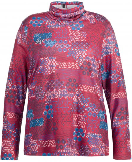 Ulla Popken Graphic Print Recycled Polyester Quick Dry Stretch Top Salsa Red - Koszulki z nadrukiem dla kobiet - 
