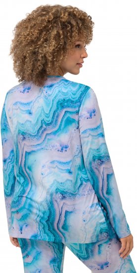 Ulla Popken Marble Ski Top with Gaiter Bright Turquoise - Koszulki z nadrukiem dla kobiet - 