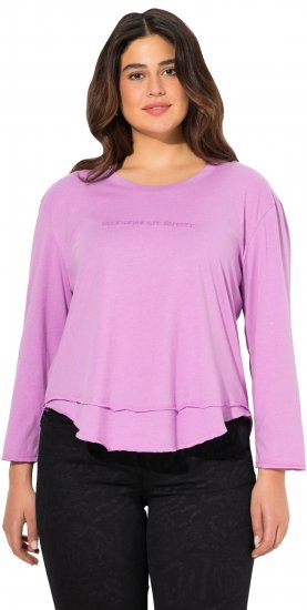 Ulla Popken Layered Look Memories Embroidered Long Sleeve Tee Amethyst - Koszulki z nadrukiem dla kobiet - 