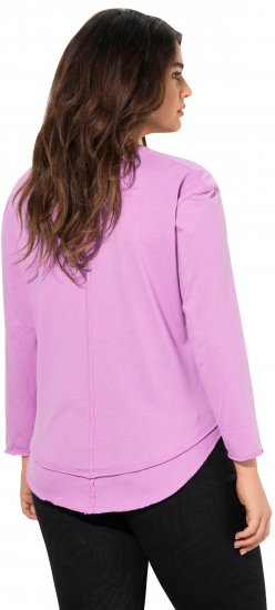 Ulla Popken Layered Look Memories Embroidered Long Sleeve Tee Amethyst - Koszulki z nadrukiem dla kobiet - 
