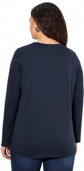 Ulla Popken Star Long Sleeve Graphic Tee Navy Blue - Koszulki z nadrukiem dla kobiet - 