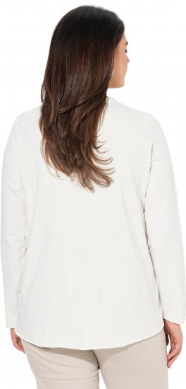 Ulla Popken Star Long Sleeve Graphic Tee Off-White - Koszulki z nadrukiem dla kobiet - 