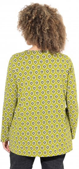 Ulla Popken Allover Graphic Long Sleeve Tee Avocado Green - Koszulki z nadrukiem dla kobiet - 