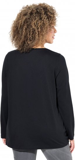 Ulla Popken Puppy Graphic Christmas Long Sleeve T-Shirt Black - T-shirty - 
