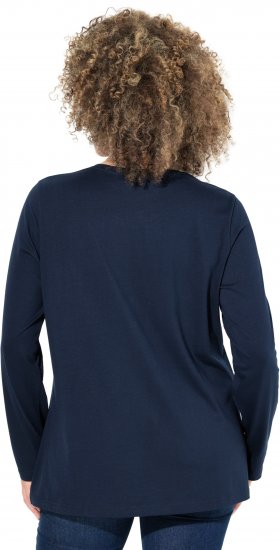 Ulla Popken Metallic Graphic Holiday Tee Navy - Koszulki z nadrukiem dla kobiet - 
