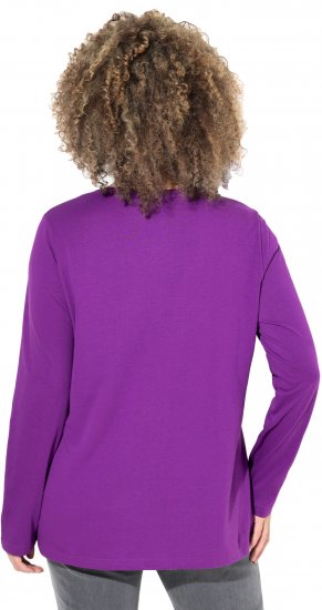 Ulla Popken Metallic Graphic Holiday Tee Dark Purple - Koszulki z nadrukiem dla kobiet - 