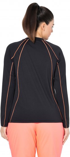 Ulla Popken UPF 50+ Contrast Piping Long Sleeve Tee Black - Koszulki z nadrukiem dla kobiet - 