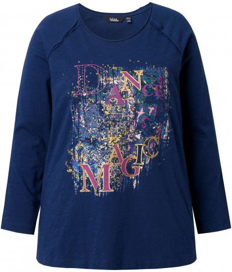 Ulla Popken Inverted Seam Long Sleeve Graphic Tee Ink Blue - T-shirty - 