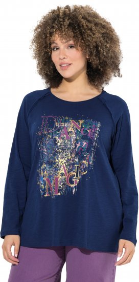 Ulla Popken Inverted Seam Long Sleeve Graphic Tee Ink Blue - T-shirty - 